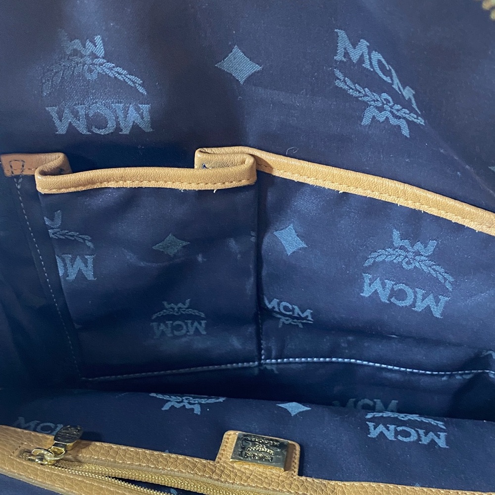 MCM Tan and Gold Studded Backpack - Picture 14 of 16